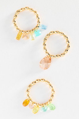Crystal Stretch Rings, Set of 3