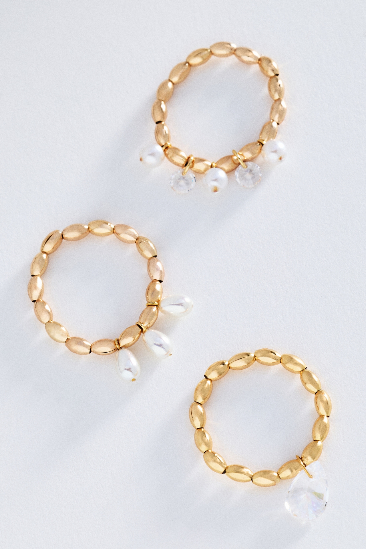 Crystal Stretch Rings, Set of 3