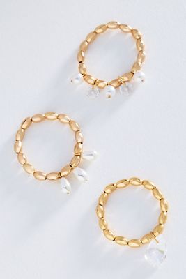 Crystal Stretch Rings, Set of 3