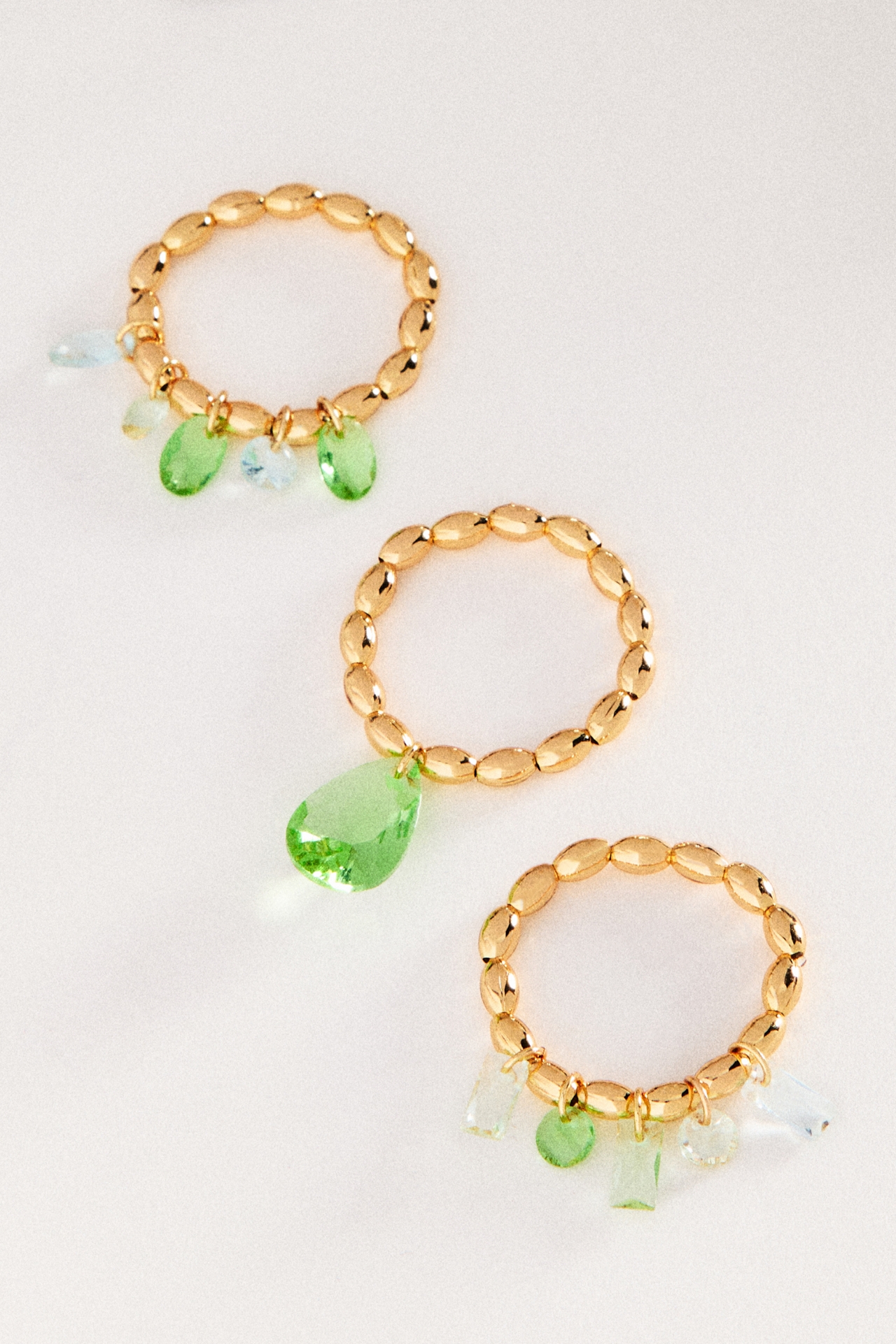 Crystal Stretch Rings, Set of 3
