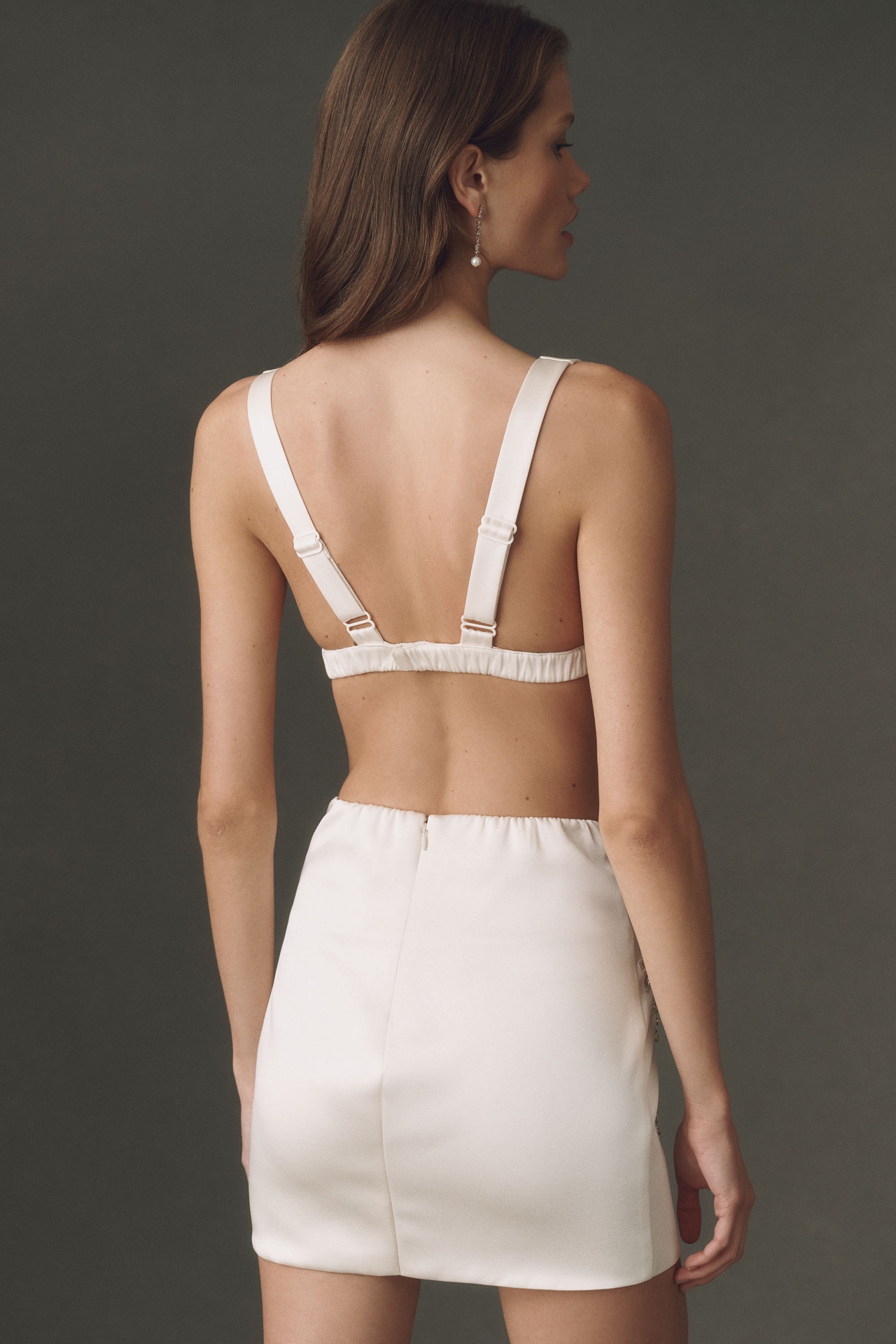 Mare Beaded Satin Bra and Skirt Set