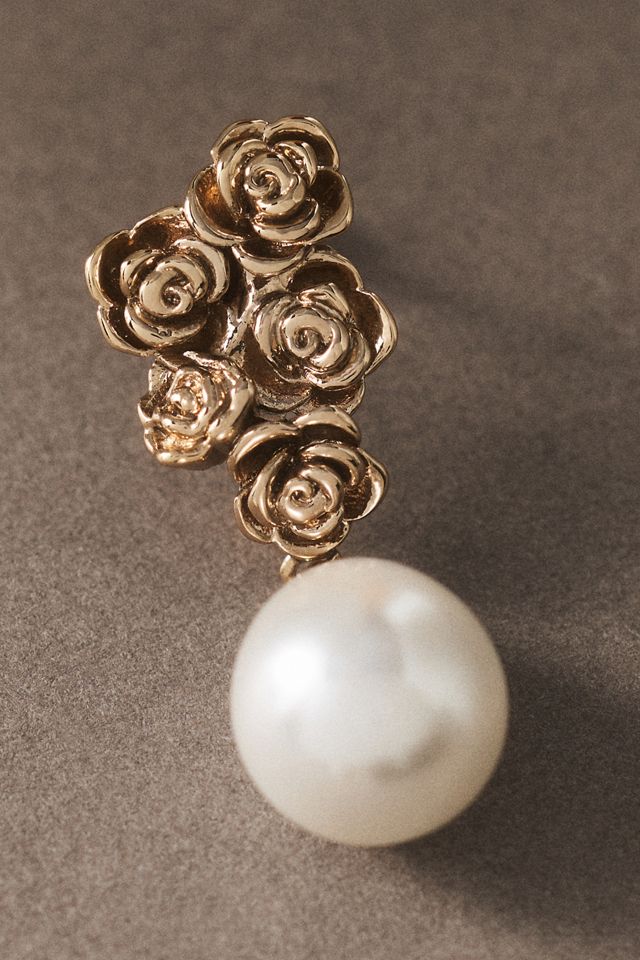Olive & Piper Alessandra Rosette Pearl Drop Earrings #1