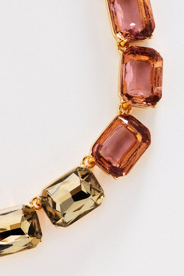 Rectangular Crystal Gem Necklace #1