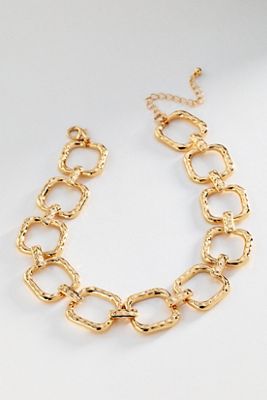 Textured Metal Link Necklace