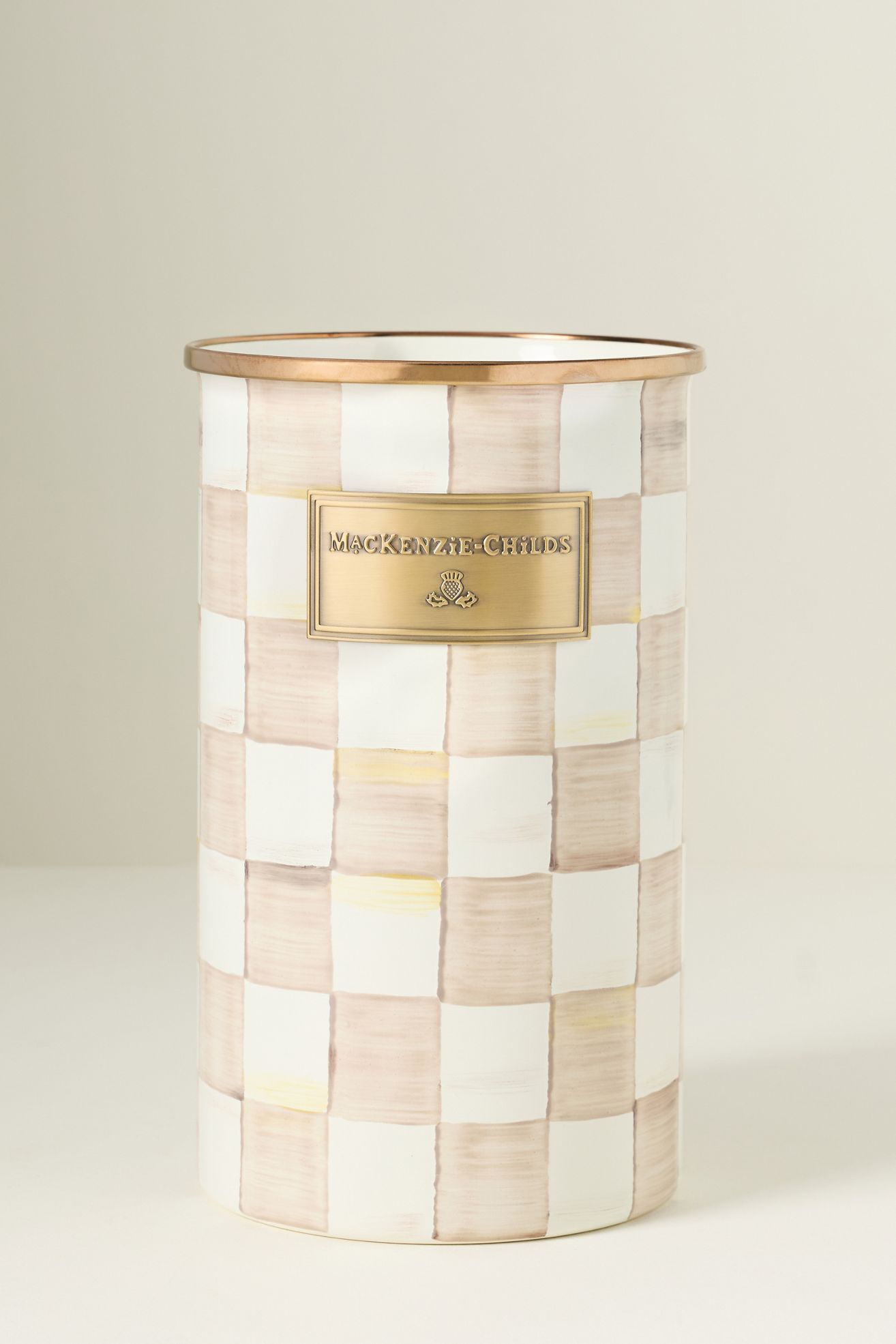 MacKenzie-Childs Check Utensil Holder - Mocha Check, One Size