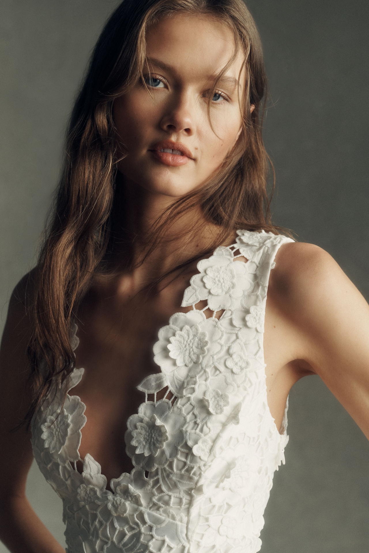 BHLDN Cutwork Halter-Neck Mini Dress
