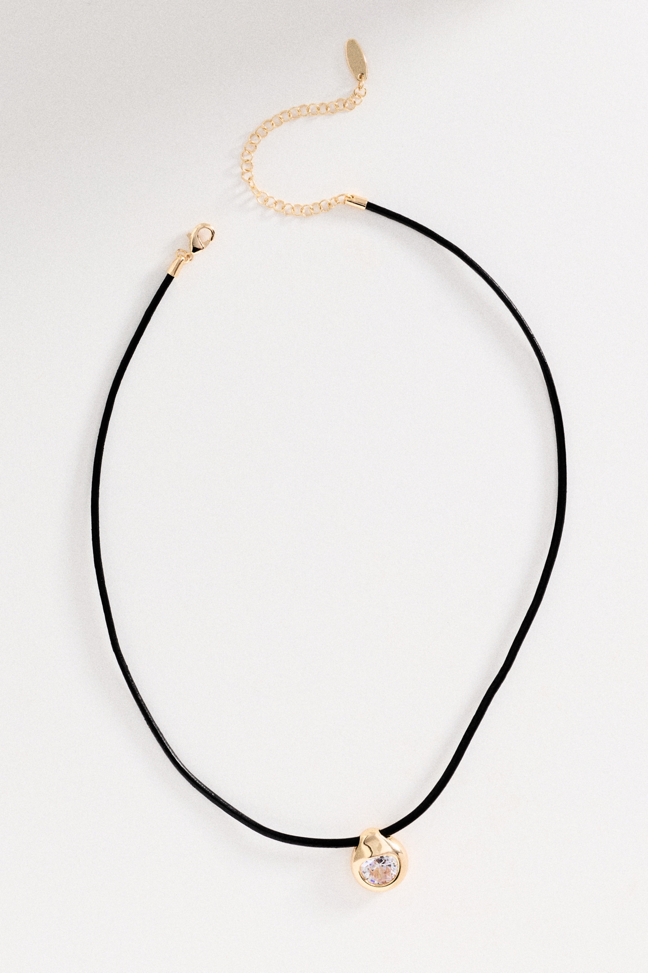 Crystal Teardrop Pendant Cord Necklace