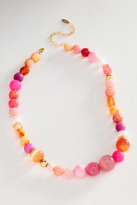 By Anthropologie Women's Pink Chunky Beaded Necklace