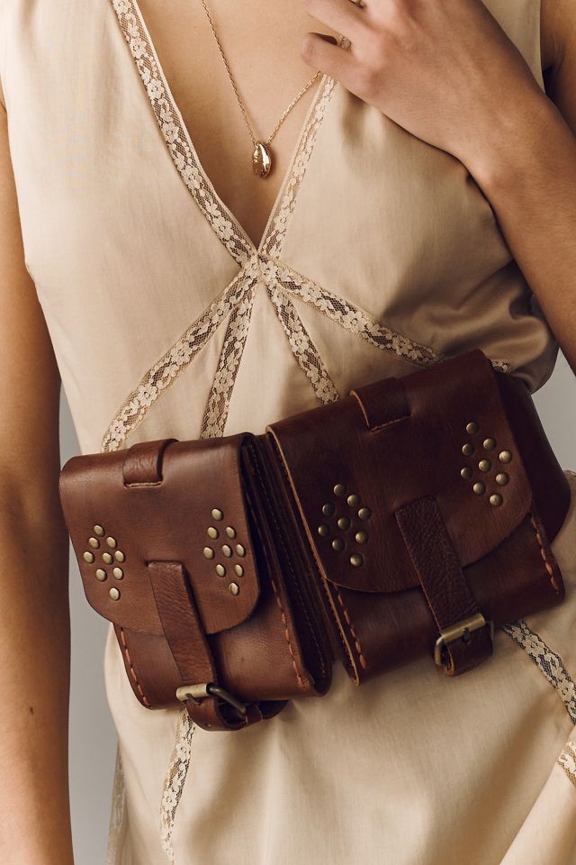 Z & L Rogue Studded Leather Double-Pocket Belt | Anthropologie