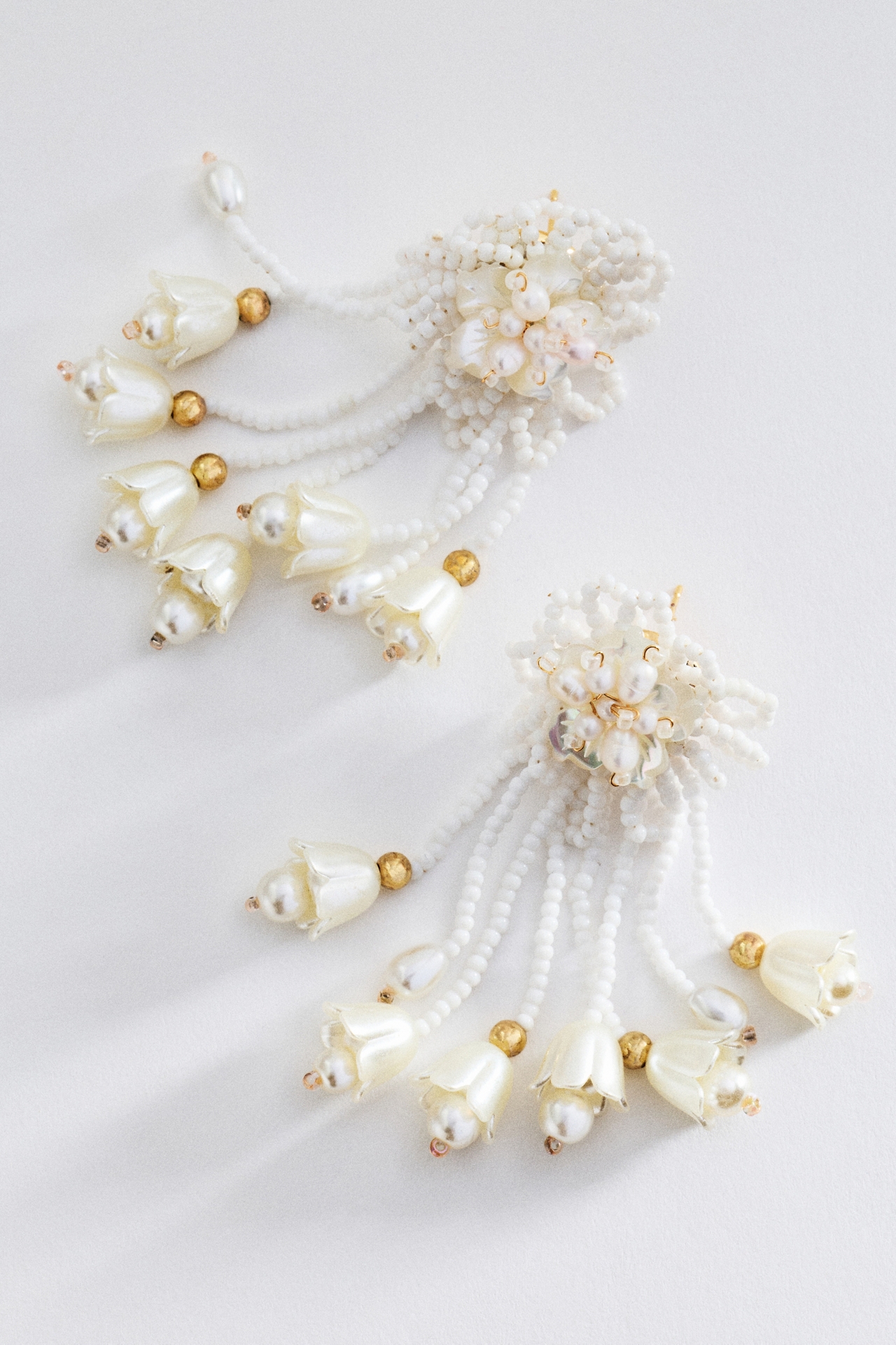 Beaded Floral Fringe Drop Earrings