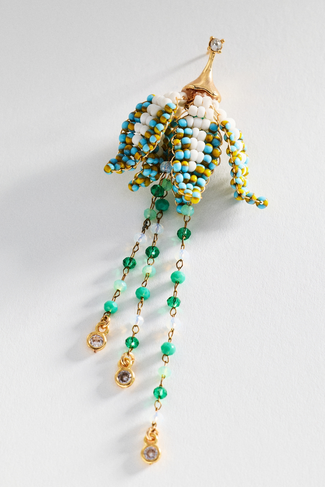 Cascading Beaded Flower Drop Earrings