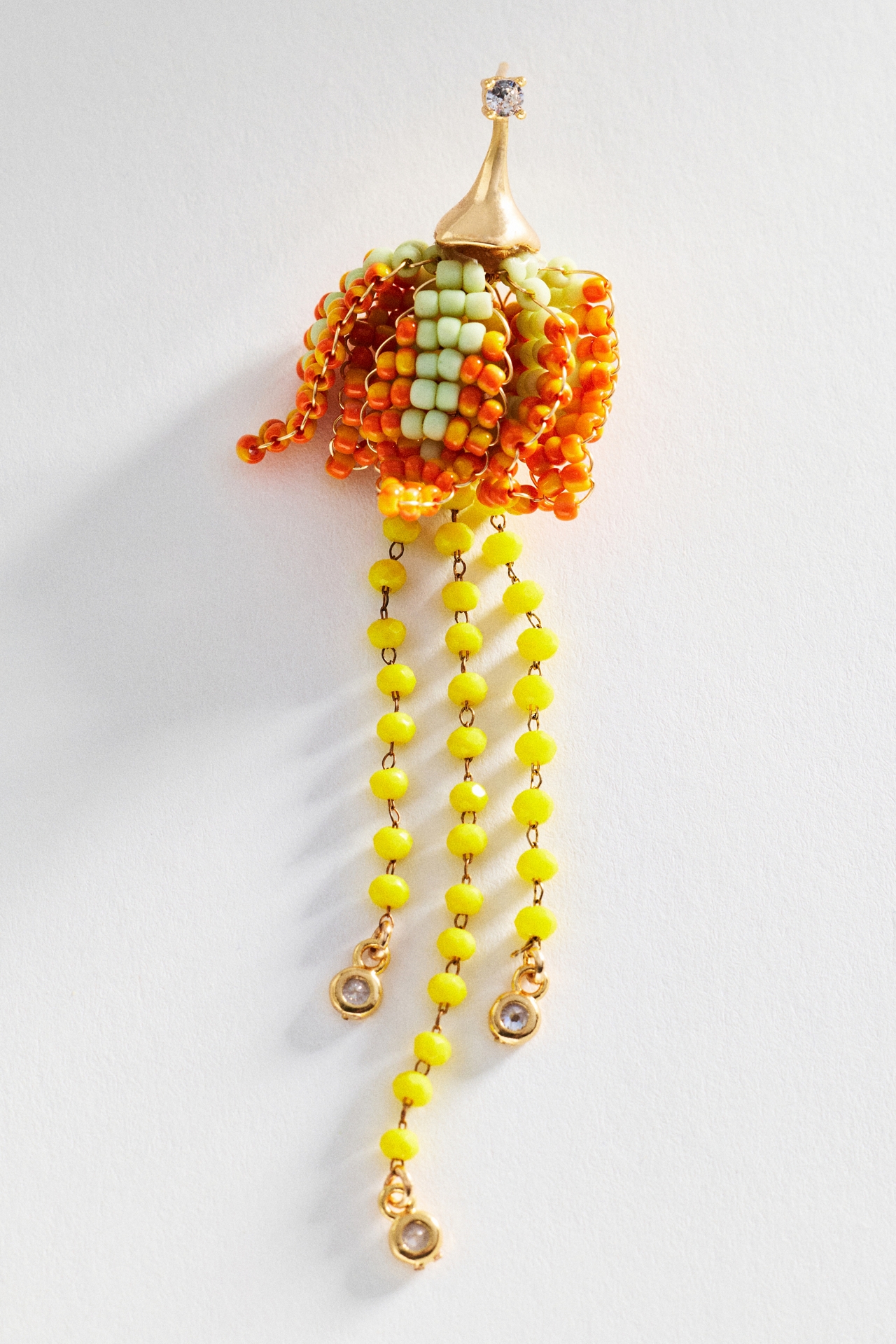Cascading Beaded Flower Drop Earrings