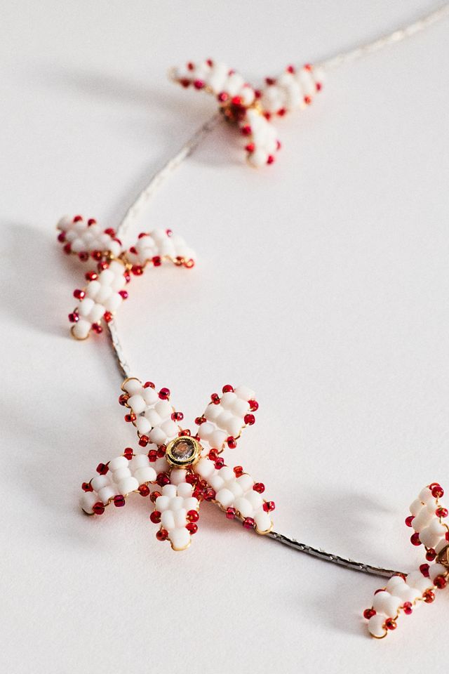 Beaded Floral Charm Necklace #1