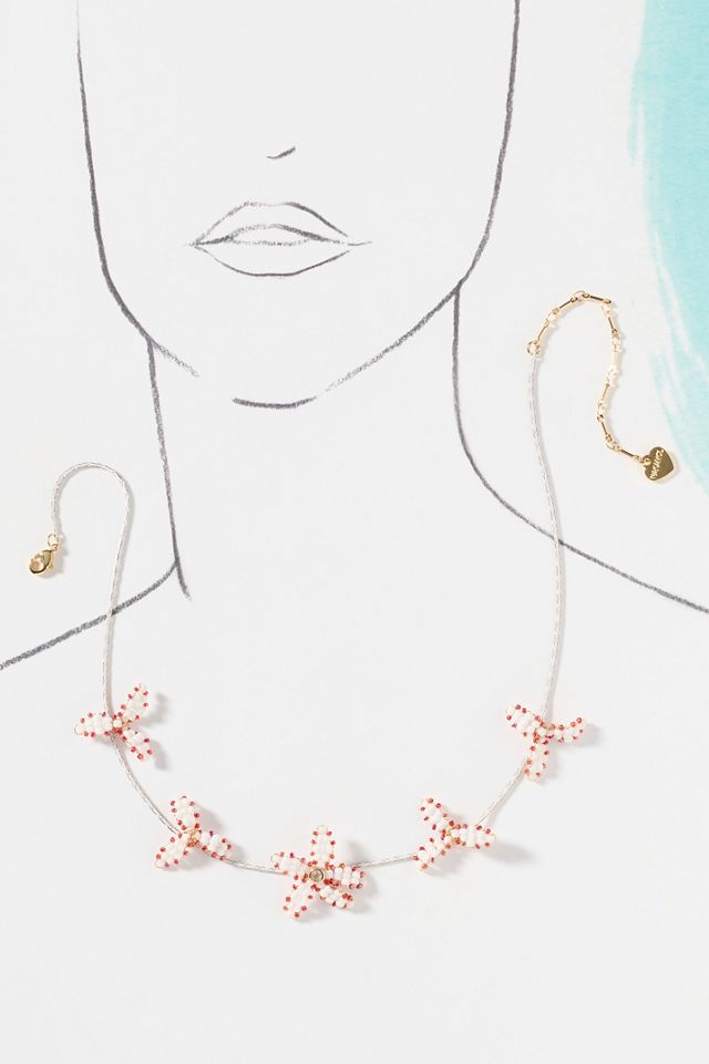 Beaded Floral Charm Necklace #2