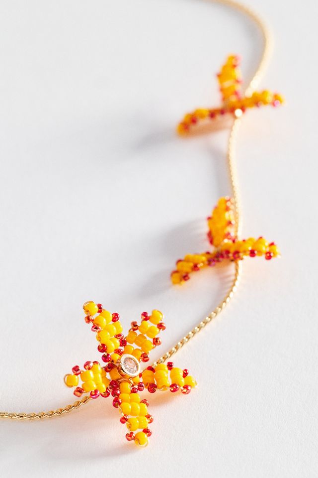 Beaded Floral Charm Necklace #1