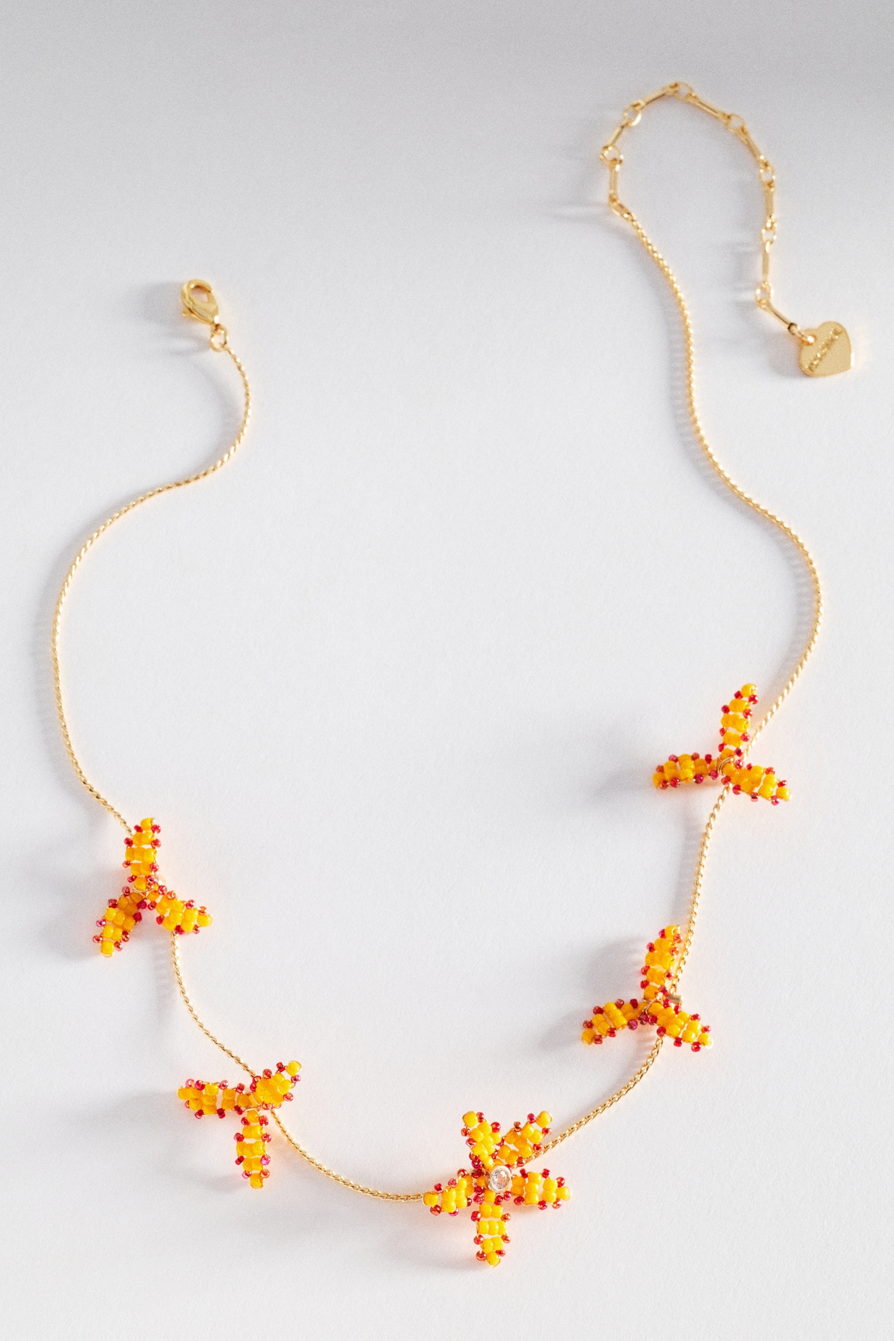 Beaded Floral Charm Necklace