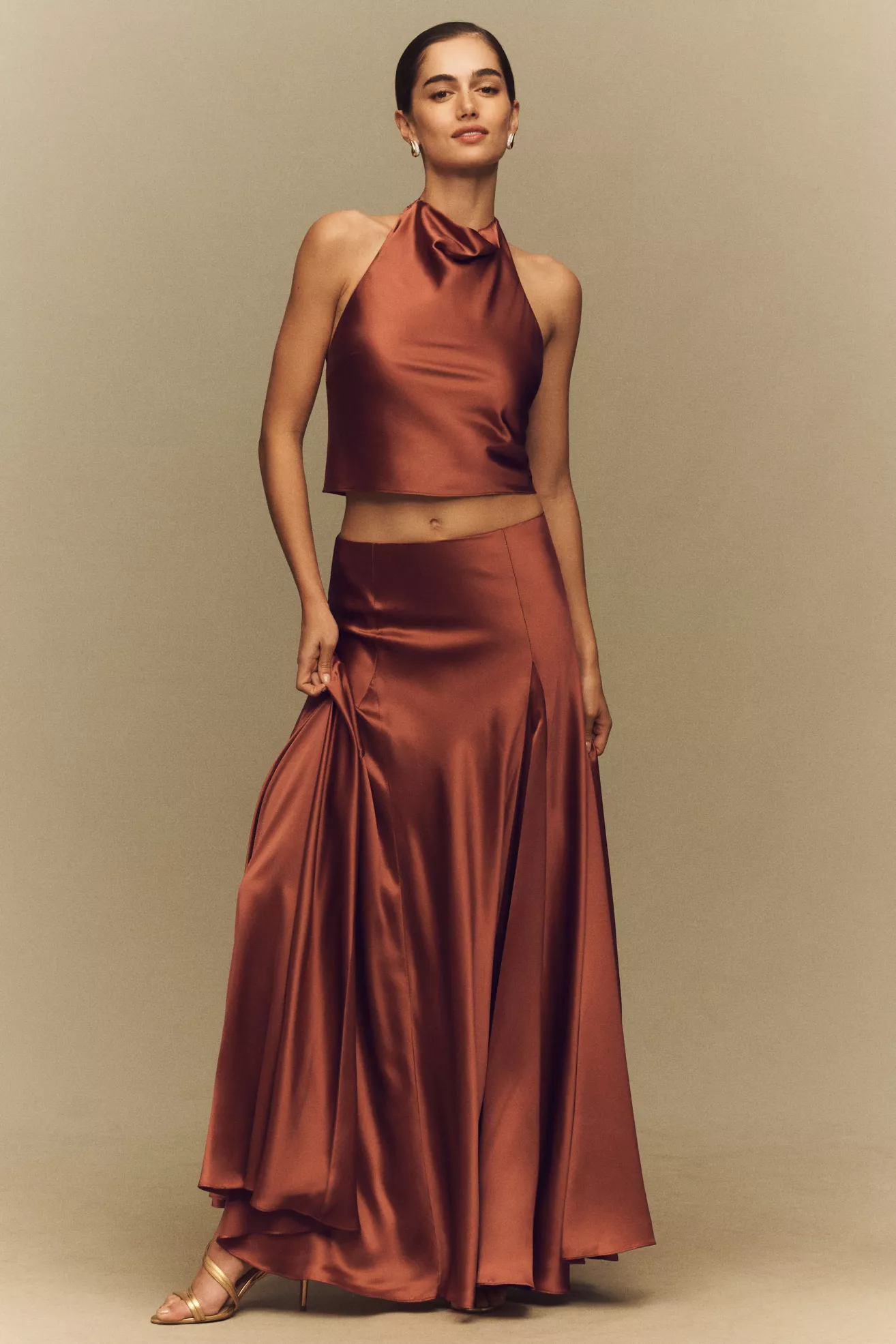 Reformation Sera 100% Silk Top and Skirt Set