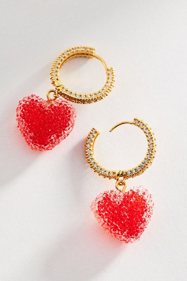 ②Chrome Hearts 花モチーフ アクセサリー Crystal Haze Jelly Heart Drop Earrings | Anthropologie