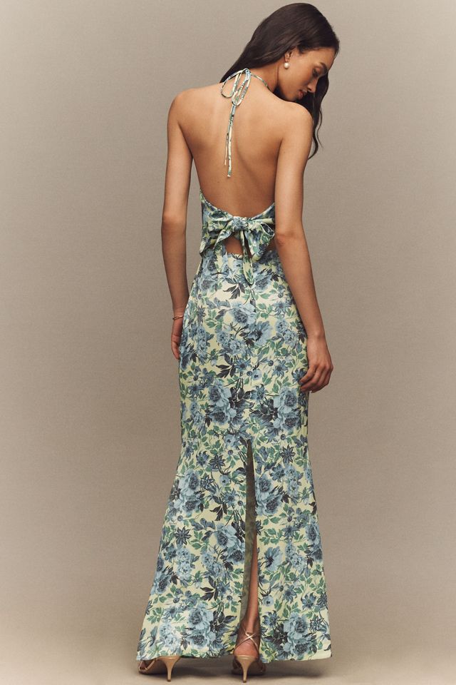 BHLDN Satin Halter-Neck Maxi Dress | Anthropologie