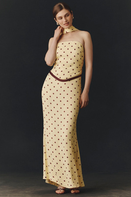 princess polly baby blue dress Bhldn Strapless Corset Jacquard A-Line Maxi Dress In White Dahlia - 45% Off main image 1