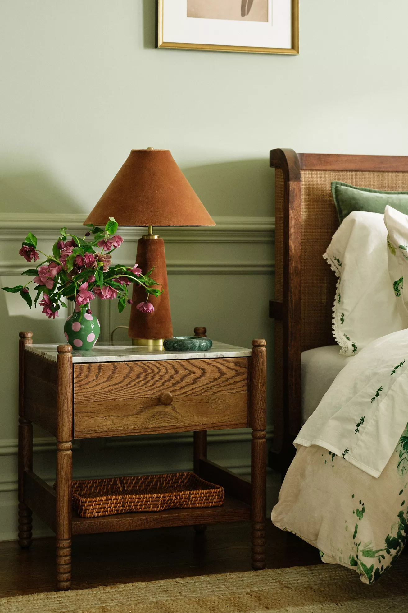 Amelia Marble-Top Nightstand