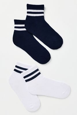 Double Stripe Sporty Socks, Set of 2