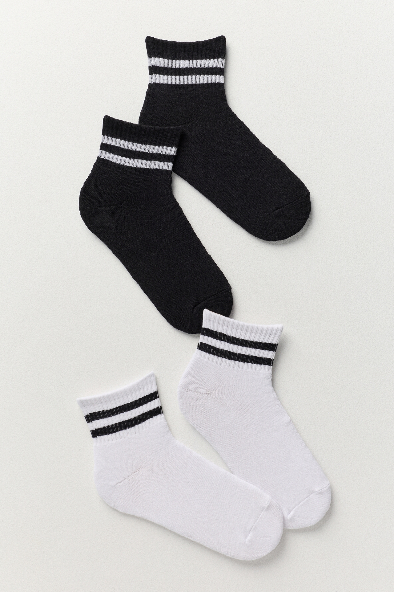 Double Stripe Sporty Socks, Set of 2