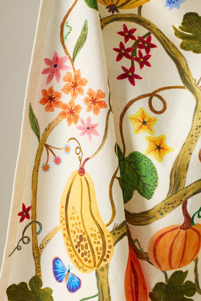 Pumpkins On The Vine Dish Towel #1