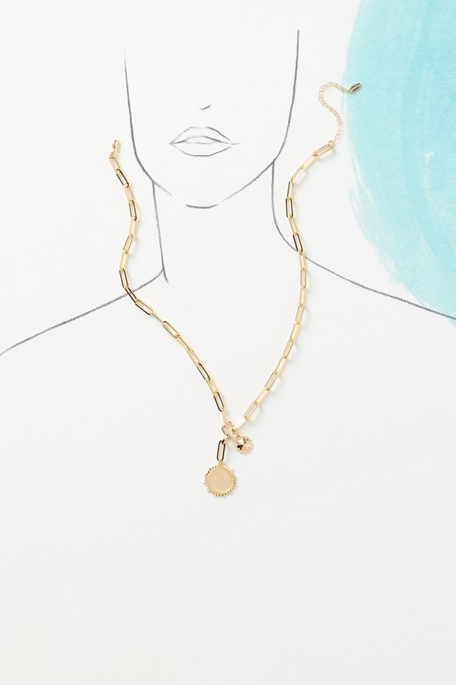 By Anthropologie Chunky Coin Charm Necklace #2