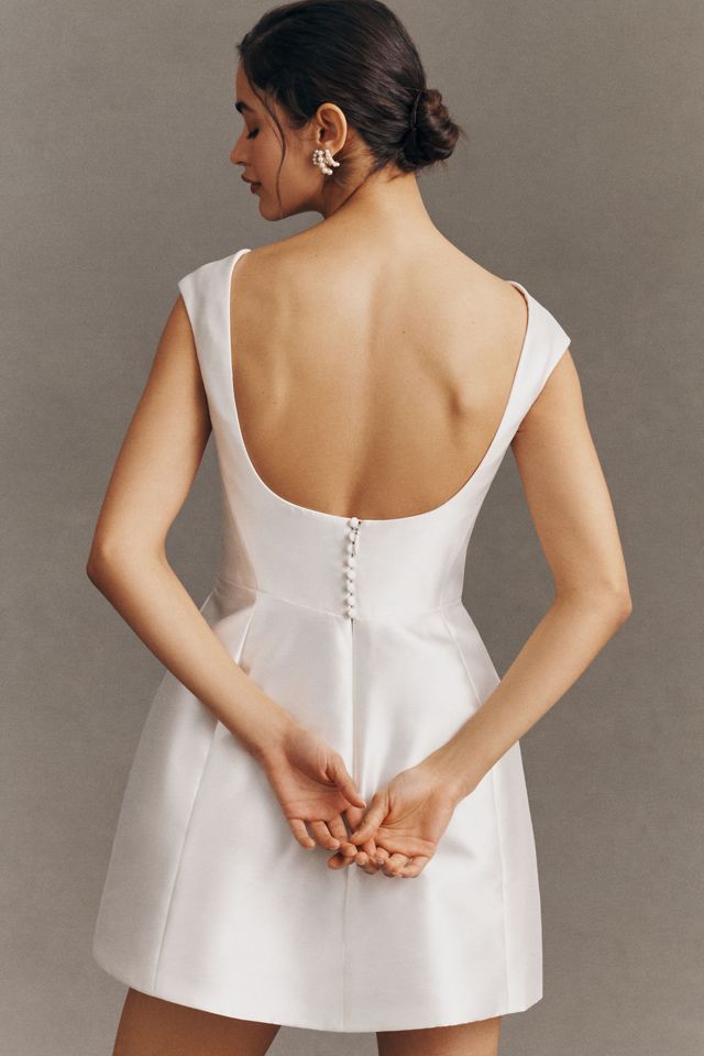 Watters Ambra Satin Square-Neck Mini Dress | Anthropologie