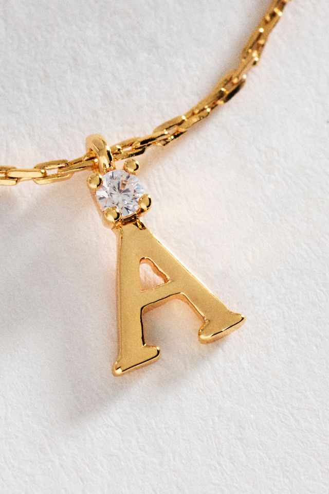 Crystal Initial Pendant Necklace #2