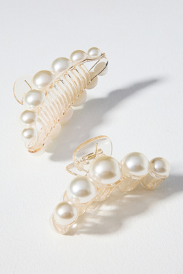 Anthropologie Pearl-Embellished Hair Claw - White Pearl Embellished Hair Claw Clips, Set of 3 | Anthropologie main image 4