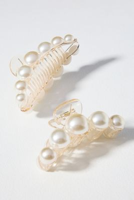 By Anthropologie Bold Pearl Claw Clips, Set of 2