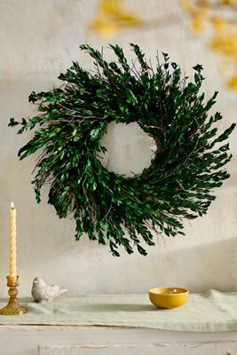 Preserved Green Myrtle + Curly Willow Wreath
