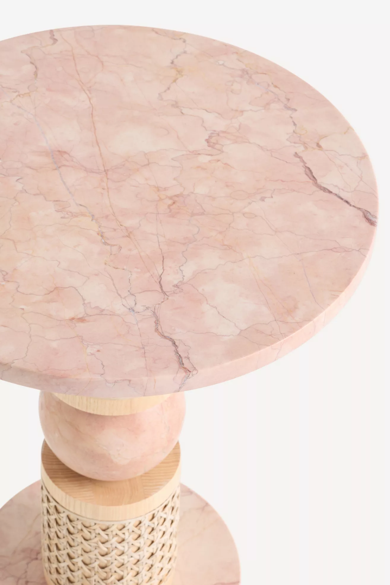 Canelia Marble and Rattan Side Table - thumbnail 2