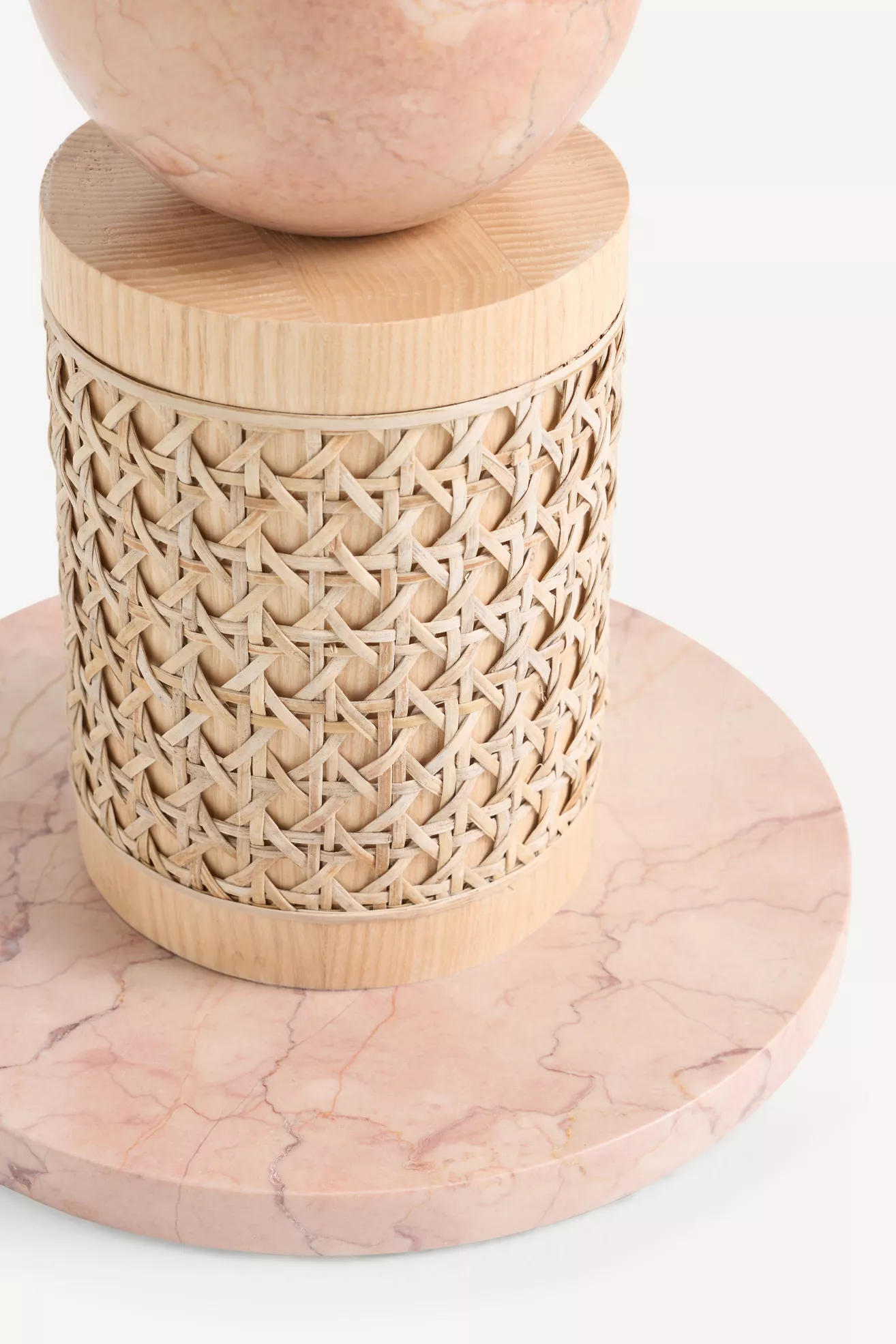Canelia Marble and Rattan Side Table - thumbnail 3
