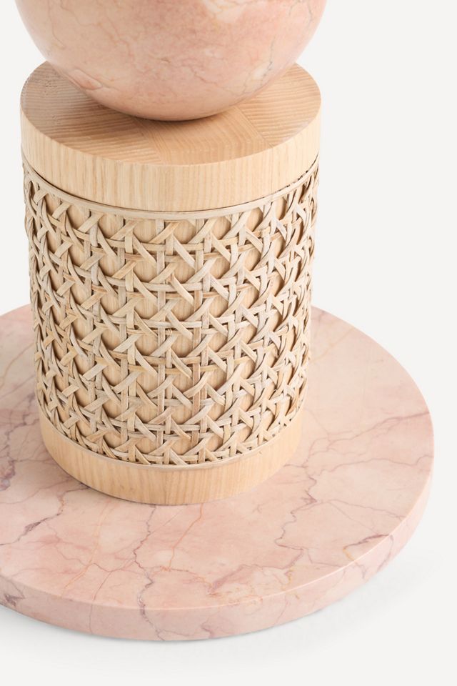 Canelia Marble and Rattan Side Table #2