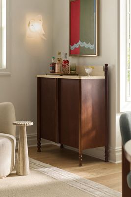 Dawn Marble-Top Bar Cabinet