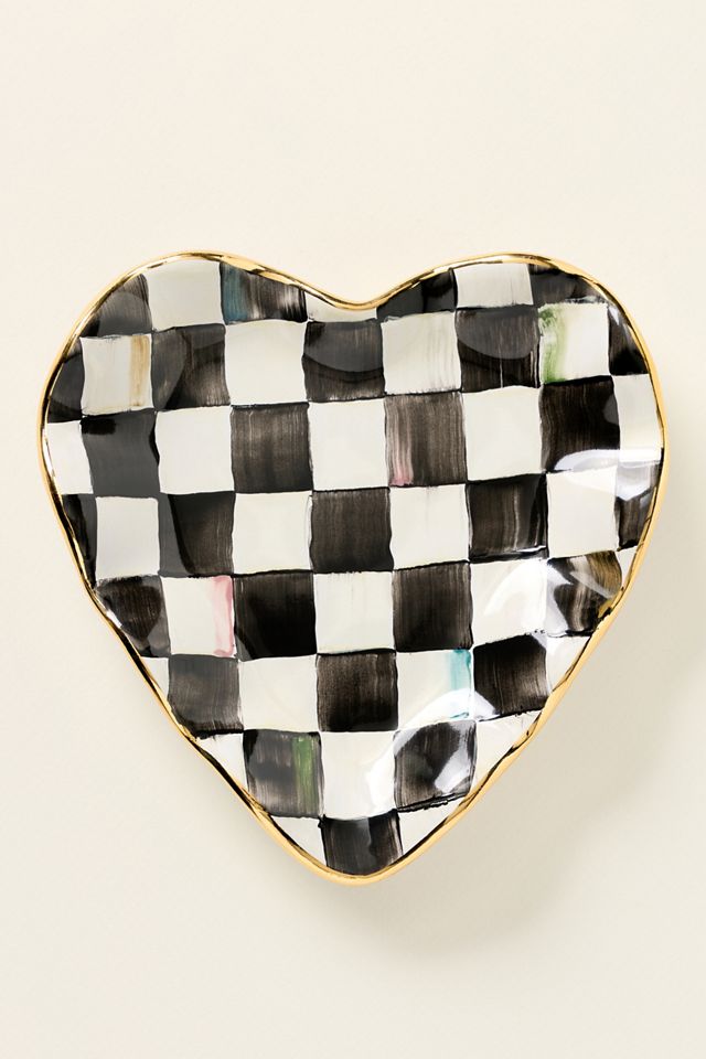 MacKenzie-Childs Check Fluted Ceramic Heart Plate #2