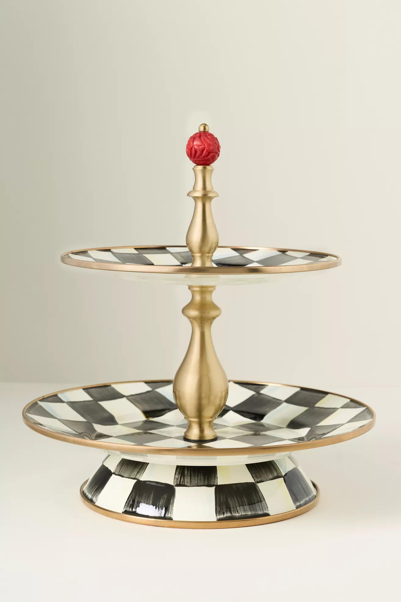 MacKenzie-Childs Check Two-Tier Sweet Stand