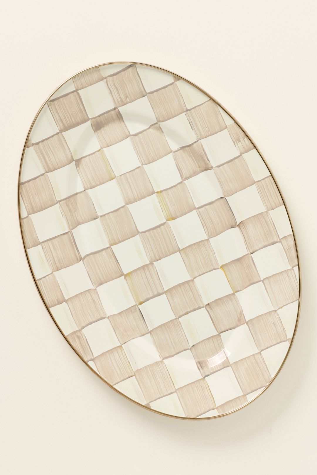 MacKenzie-Childs Check Small Oval Platter - Mocha Check, One Size