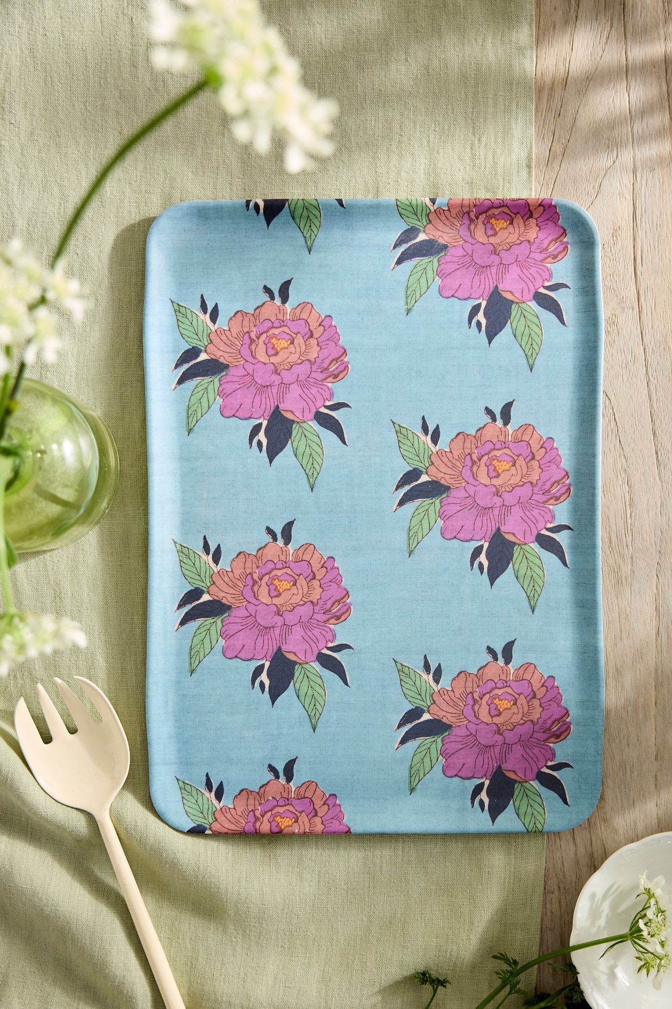Blossom Melamine Serving Platter - Blue, L