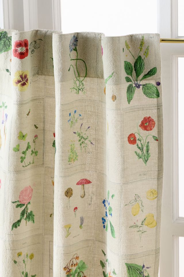 Botanical Cotton Linen Floral Cafe Curtains, Set of 2 #1