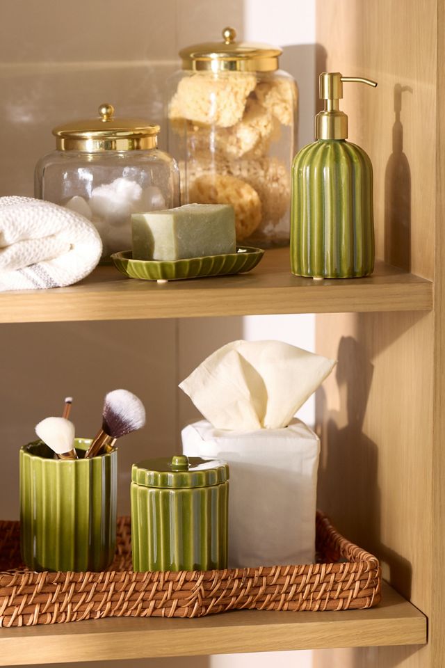 Reactive Ribbed Ceramic Bath Canister #1