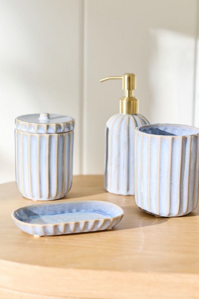 Reactive Ribbed Ceramic Bath Canister #1