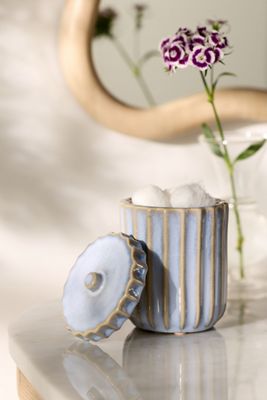 Reactive Ribbed Ceramic Bath Canister