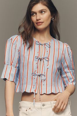 Sister New York Scalloped Tie-Front Top