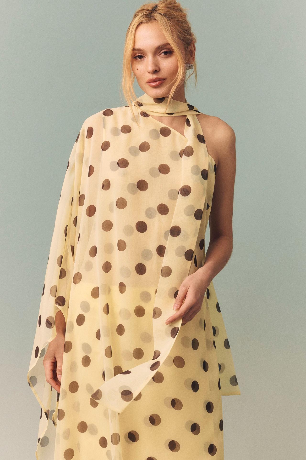 Endless Rose Polka Dot One-Shoulder Maxi Dress