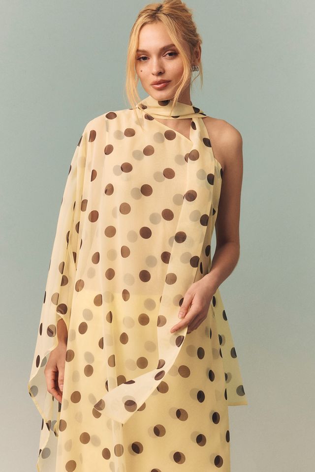open lace back dress Berylove Women Polka Dot One Shoulder Formal Dress Black White A Line Puff Sleeve Party Dress, Black White Dot / US26W