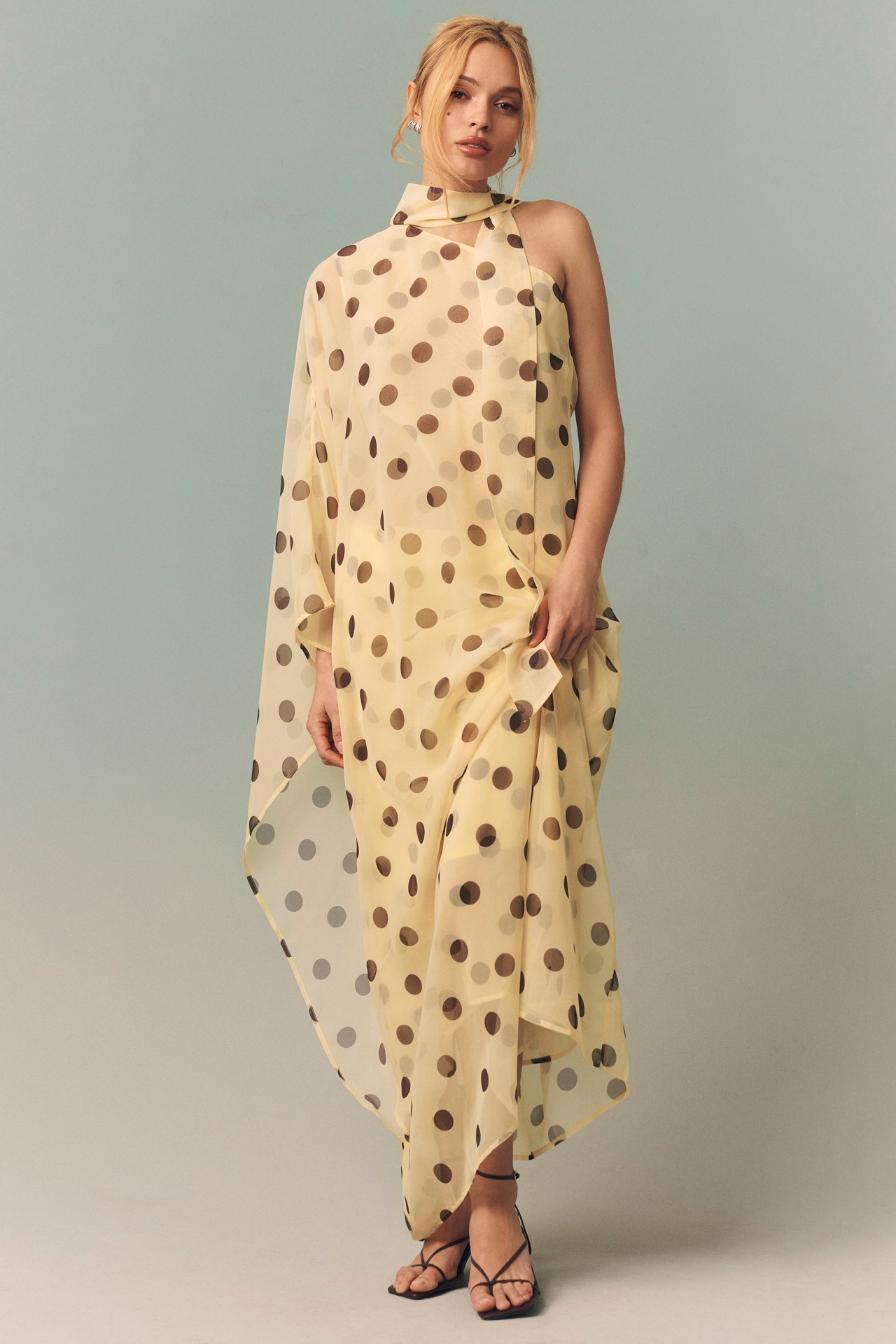 Endless Rose Polka Dot One-Shoulder Maxi Dress